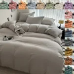 Washed Cotton Bed Linen Bedding Set 3/4 Pieces Bed Sheets Set Solid Color Comforter Cover Couple Queen King Size Bed Quilt Cover - Image 5