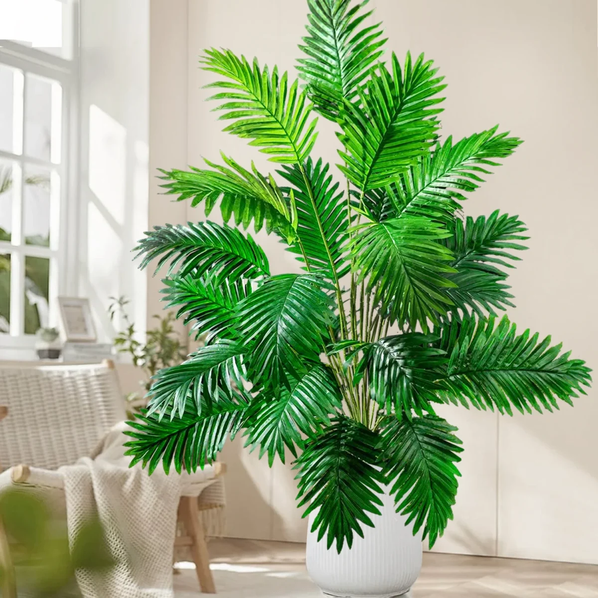 53-123Cm Artificial Palm Tree Tropical Fake Plant Green Plastic Palm Leaf Branches Suitable For Home Garden Decoration - Image 1