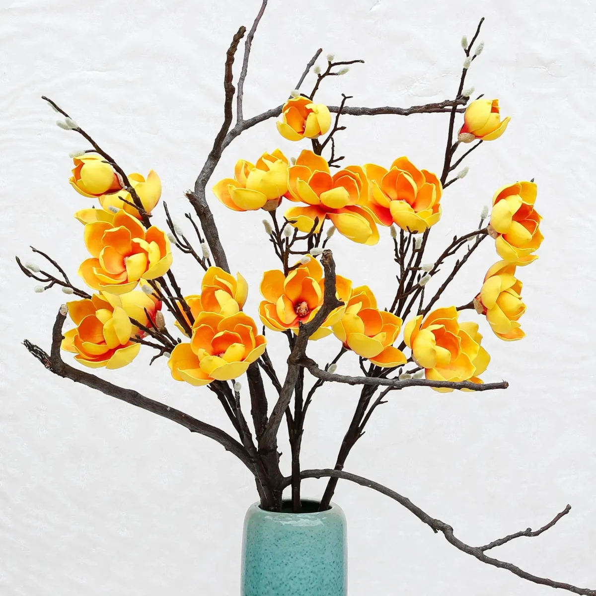 123Cm Artificial 6-Head Feel Magnolia, Home Hotel Flower Arrangement Decoration Single High-Branch Magnolia - Image 2