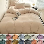 Washed Cotton Bed Linen Bedding Set 3/4 Pieces Bed Sheets Set Solid Color Comforter Cover Couple Queen King Size Bed Quilt Cover - Image 2