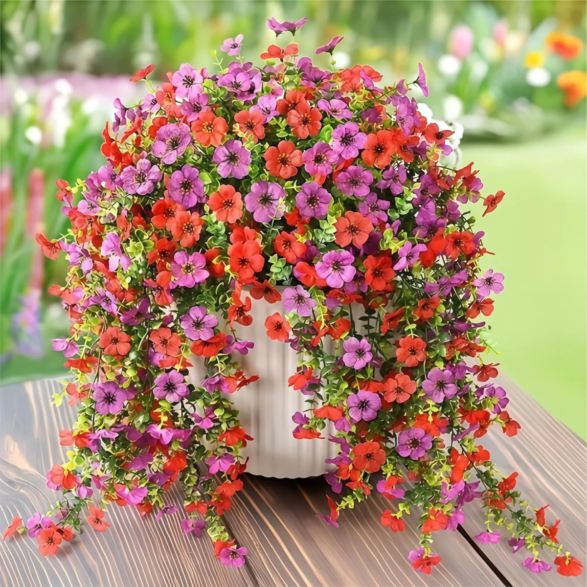 2Pcs/Pack Artificial Flowers Simulated Plants Morning Glory Vines With Eucalyptus Leaves, For Home Outdoor Wedding Decoration - Image 2