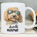 Doodle Mama Dog Lover's Ceramic Mug - Chic Pup in Glasses Design - Image 4