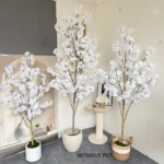 100-220cm Artificial White cherry Tree plant Branches Realistic Fake Silk leaves indoor decoration Faux Plant for Home Wedding - Image 2