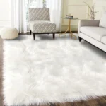 Luxurious White Faux Fur Sheepskin Rug for Chic Home Elegance - Image 3