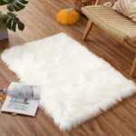 Luxurious White Faux Fur Sheepskin Rug for Chic Home Elegance - Image 2