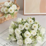 Lifelike 30 cm White Silk Peony Bouquet for Elegant Decor - Image 3