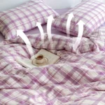 Luxurious Japanese Cotton Checkered Duvet Cover for All Seasons - Image 6