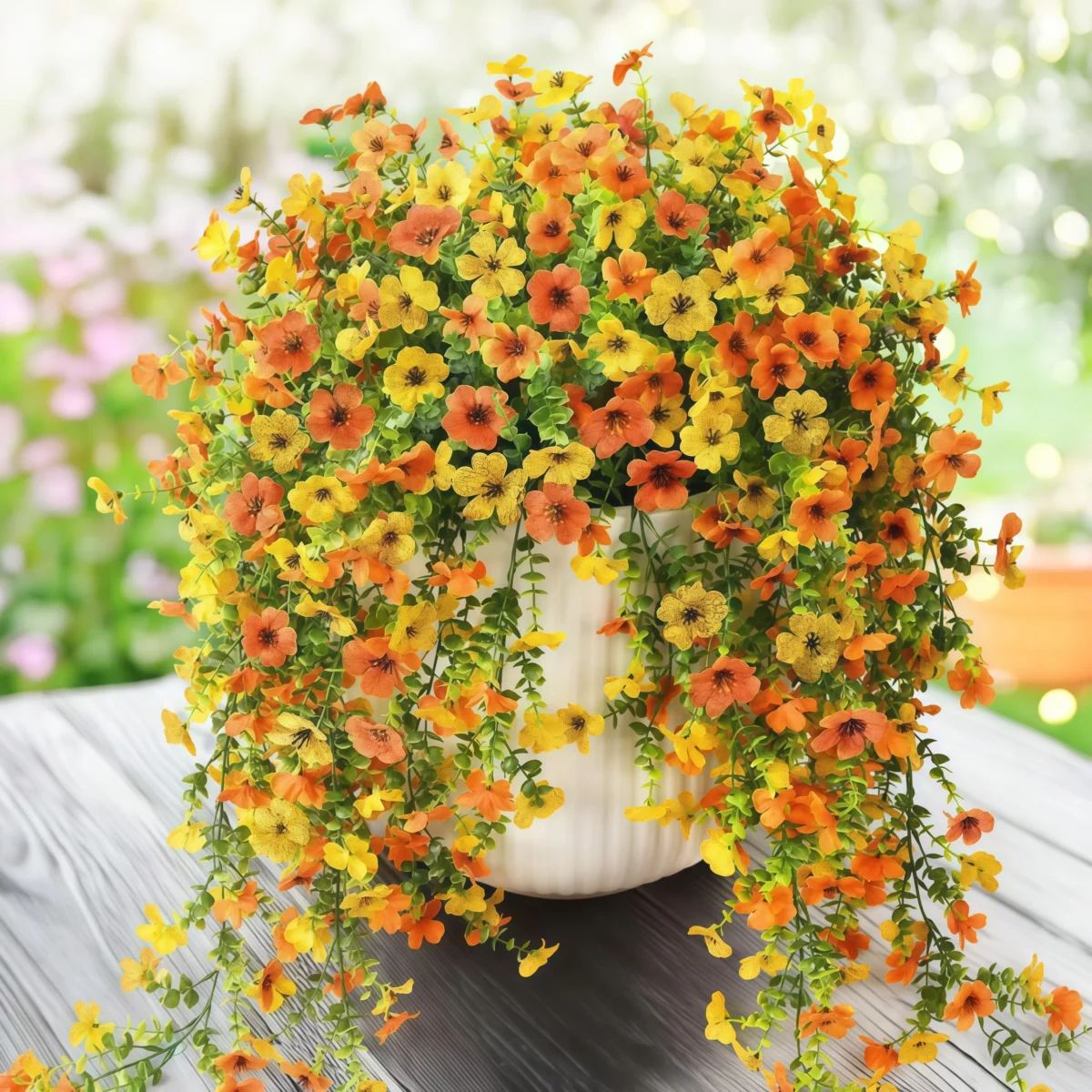 2Pcs/Pack Artificial Flowers Simulated Plants Morning Glory Vines With Eucalyptus Leaves, For Home Outdoor Wedding Decoration - Image 6