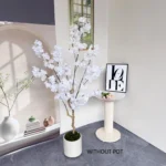 100-220cm Artificial White cherry Tree plant Branches Realistic Fake Silk leaves indoor decoration Faux Plant for Home Wedding - Image 4