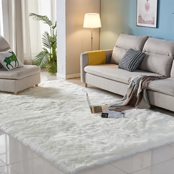 FORSWAN Plush Faux Fur Carpet Soft Center Furry Rugs for Living Room Sheepskin Bedroom Fluffy Children's Mats Bedside Home Decor