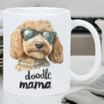 Doodle Mama Dog Lover's Ceramic Mug - Chic Pup in Glasses Design - Image 2