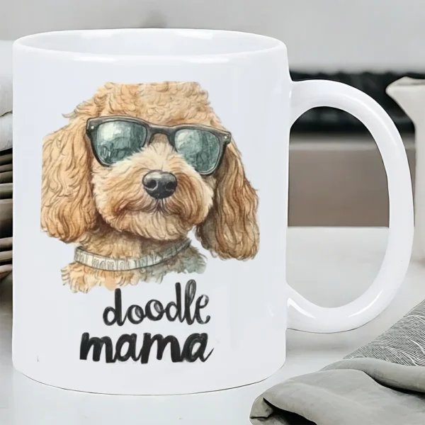 Doodle Mama Dog Lover's Ceramic Mug - Chic Pup in Glasses Design