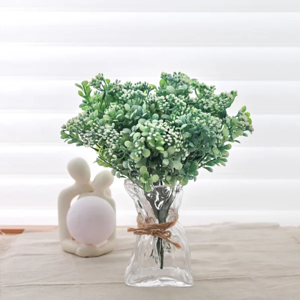 7 Fork Berry Artificial Flower Green Watercress Home Table Decor Plants Fake Outdoor Wedding Christmas Background Decoration