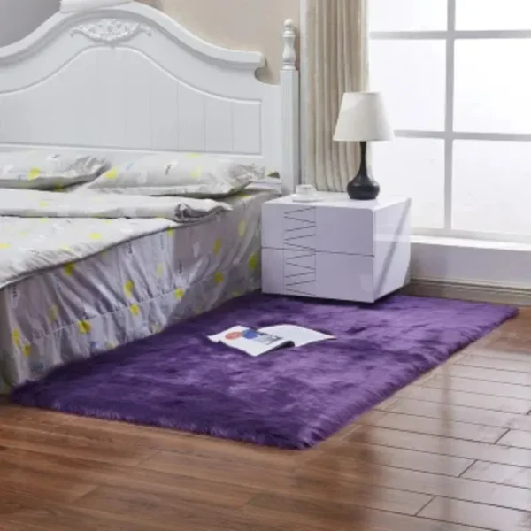Grey and White purple Sheepskin Hairy Carpet Seat Pad Super Soft Faux Fur Fake Sheepskin - Shaggy Area Rugs For Living room