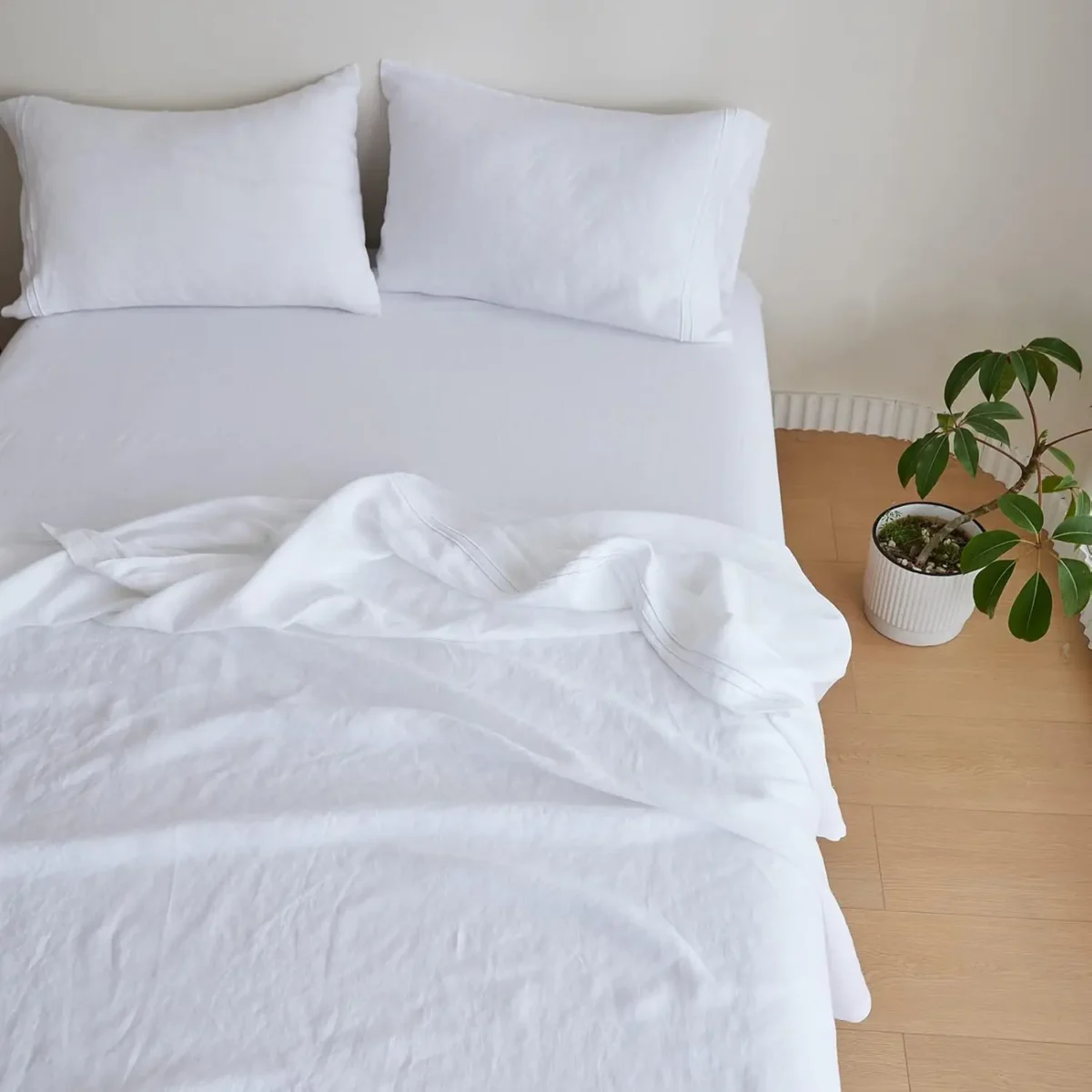 Simple&Amp;Opulence 3/4 Pcs 100% Bed Linen Sheet Set Embroidery Washed Natural French Flax Soft Breathable Comforter Sheets Sets - Image 5