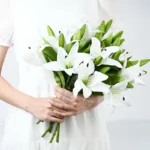 5Pcs 38cm White Lily Artificial Flowers Party Wedding Bridal Bouquet Fake Plant for Living Room Home Garen Decoration Real Touch - Image 4