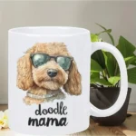 Doodle Mama Dog Lover's Ceramic Mug - Chic Pup in Glasses Design - Image 5