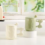 Elegant Bow Handle Mug with Lid & Spoon - 450 ml Charm - Image 2
