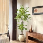 75-140cm Tall Artificial Nandina Plants Fake Tropical Palm Branches Plastic Green Bamboo Leaves For Home Garden Office Decor - Image 4