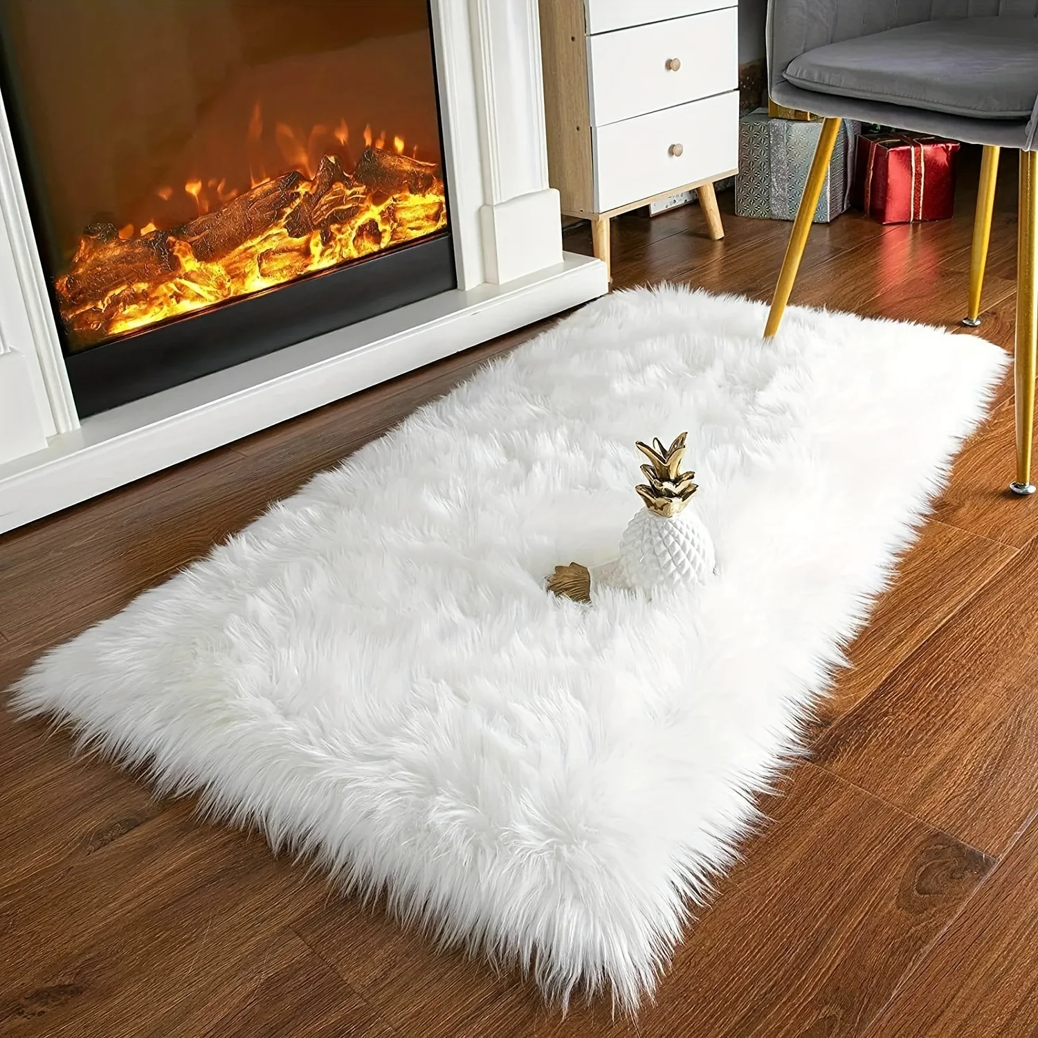 Kf-Sbc814F006F104D00A341C058976537Dfy Luxurious White Faux Fur Sheepskin Rug For Chic Home Elegance - Image 1