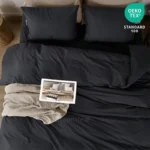 Washed Cotton Bed Linen Bedding Set 4 Pieces Bed Sheets Set Solid Color Comforter Cover Couple Queen King Size Bed Quilt Cover - Image 2