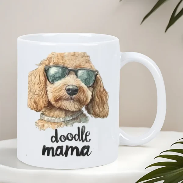 Doodle Mama Dog Lover's Ceramic Mug - Chic Pup in Glasses Design