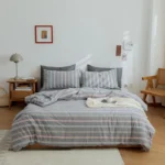 Luxurious Japanese Cotton Checkered Duvet Cover for All Seasons - Image 3
