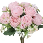 Beautiful Rose Peony Artificial Silk Flowers Small White Bouquet Vases for Home Party Winter Wedding Decoration Cheap Fake Plant - Image 2