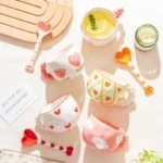 Whimsical Cloud Heart Ceramic Mugs - 250 ML Coffee & Tea Cups - Image 4