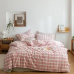 Luxurious Japanese Cotton Checkered Duvet Cover for All Seasons