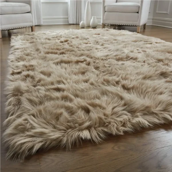 FORSWAN Plush Faux Fur Carpet Soft Center Furry Rugs for Living Room Sheepskin Bedroom Fluffy Children's Mats Bedside Home Decor
