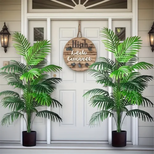 Lifelike 24-Leaf Areca Palm Duo for Effortless Decor Upgrade