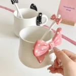 Chic Bow Ceramic Coffee Cup for Stylish Office Sips - Image 3