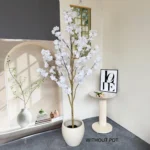 100-220cm Artificial White cherry Tree plant Branches Realistic Fake Silk leaves indoor decoration Faux Plant for Home Wedding - Image 3