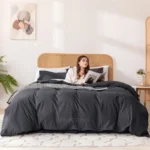 Washed Cotton Bed Linen Bedding Set 4 Pieces Bed Sheets Set Solid Color Comforter Cover Couple Queen King Size Bed Quilt Cover - Image 3