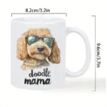 Doodle Mama Dog Lover's Ceramic Mug - Chic Pup in Glasses Design - Image 3