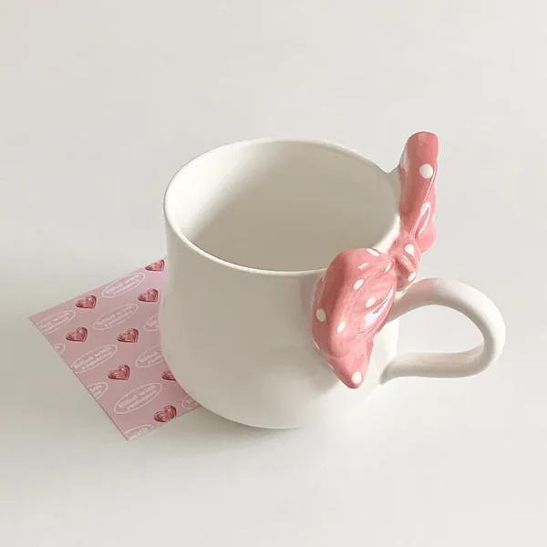 Chic Bow Ceramic Coffee Cup for Stylish Office Sips