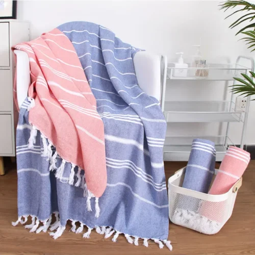 Cotton Turkish Beach Towel 100*180CM Sauna Spa Gym sports Fitness Fringed Bath Towel kitchen Soft Absorbent Quick drying towels