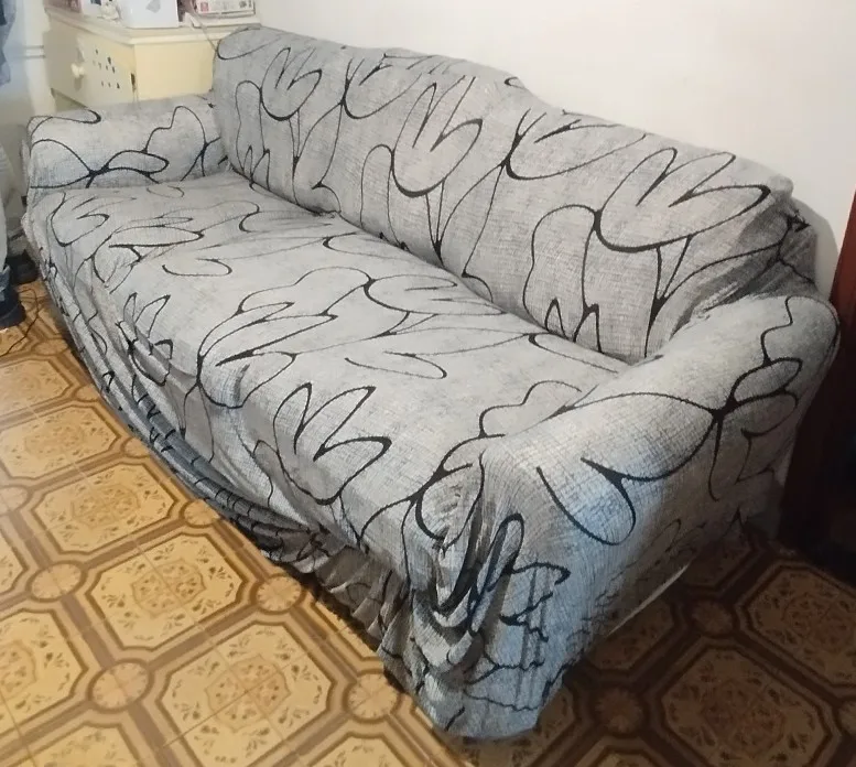 Colorful Knit Sofa Cover with Skirt for Full Coverage Comfort photo review