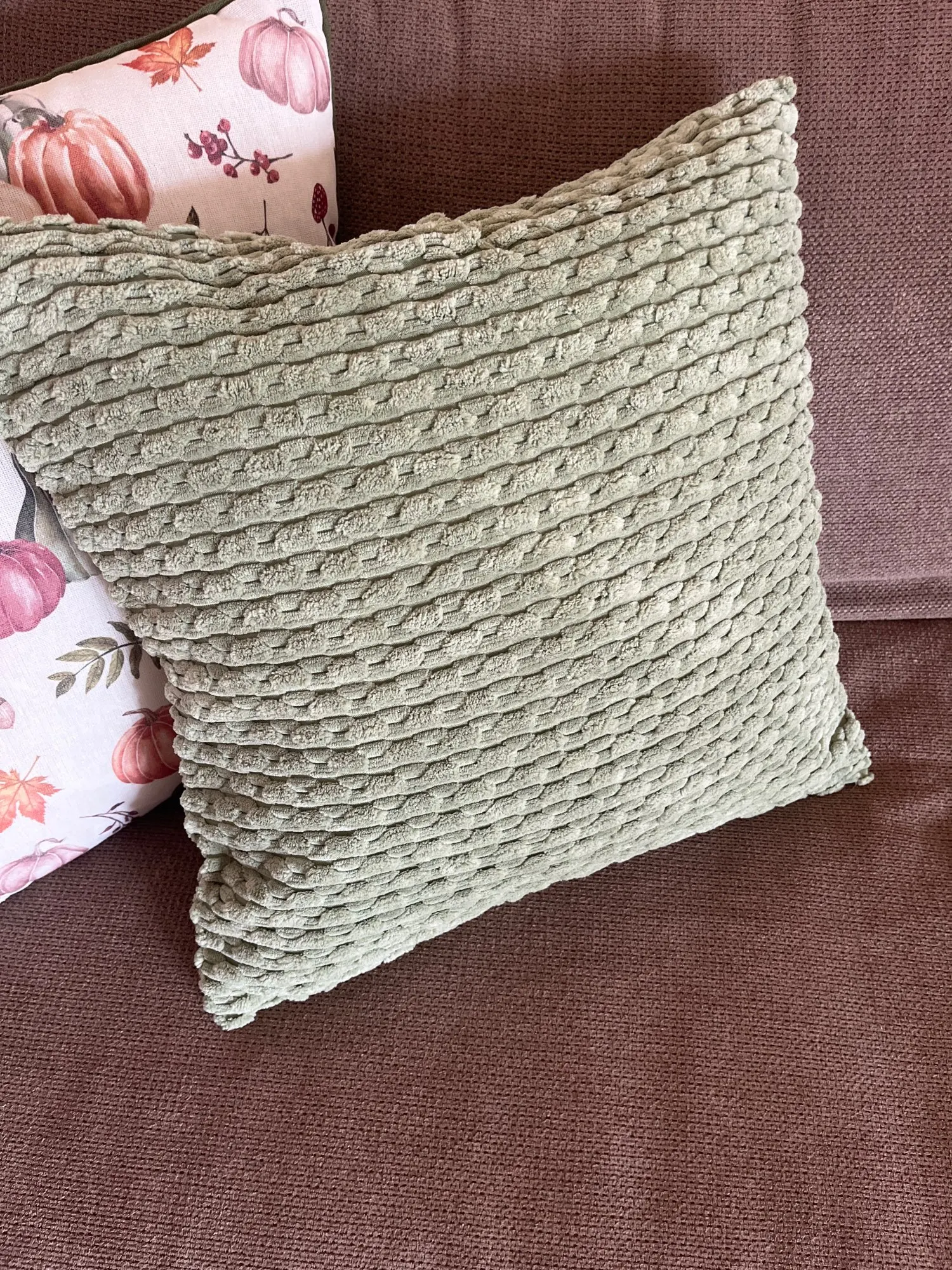 Spring Sage Green Decorative Throw Pillow Covers 18x18 Soft Corduroy Striped Square Pillow Covers for Couch Living Room Bed Sofa photo review