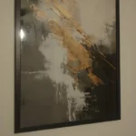 Sophisticated Abstract Black Gold Blue Canvas Art for Home photo review