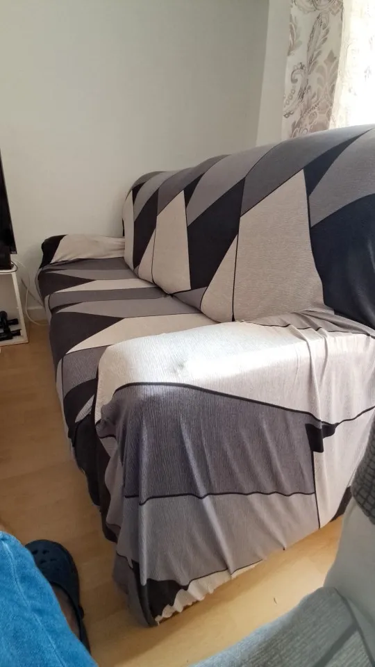 Colorful Knit Sofa Cover with Skirt for Full Coverage Comfort photo review