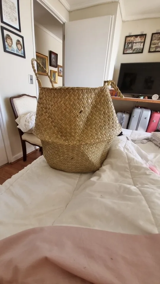 Seaweed Wicker Basket Rattan Hanging Flowerpot Dirty Clothes Storage WF1015 photo review