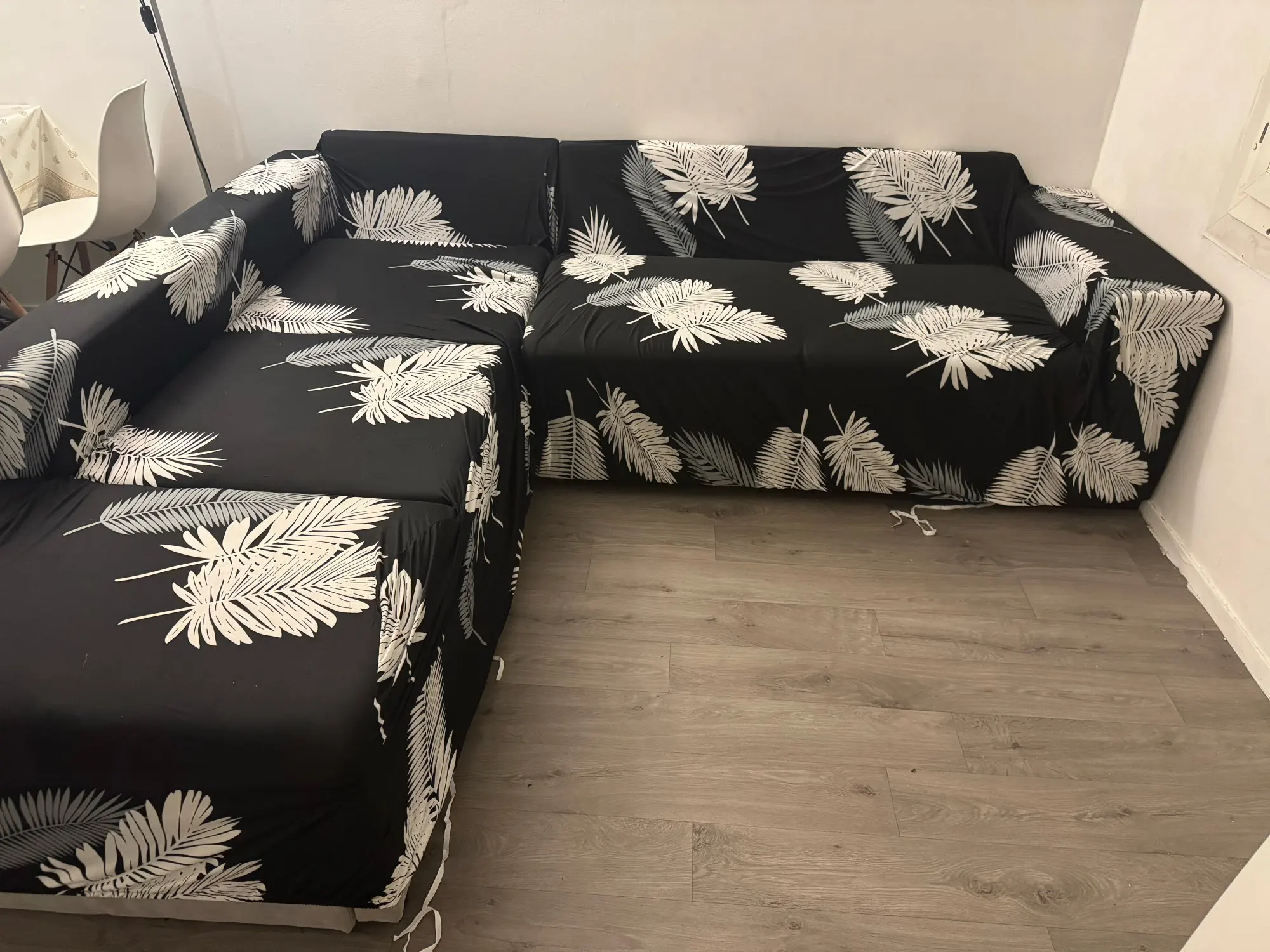 Colorful Knit Sofa Cover with Skirt for Full Coverage Comfort photo review