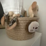 1pc 16x9CM Cartoon Animals Hand Woven Cotton Rope Storage Basket Kids Toys Desktop Organizer Sundries Storage Box photo review