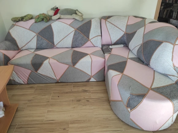 Colorful Knit Sofa Cover with Skirt for Full Coverage Comfort photo review