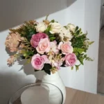 Luxurious Autumn White Silk Roses Bouquet for Timeless Elegance photo review