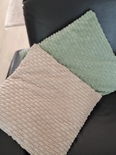 Spring Sage Green Decorative Throw Pillow Covers 18x18 Soft Corduroy Striped Square Pillow Covers for Couch Living Room Bed Sofa photo review