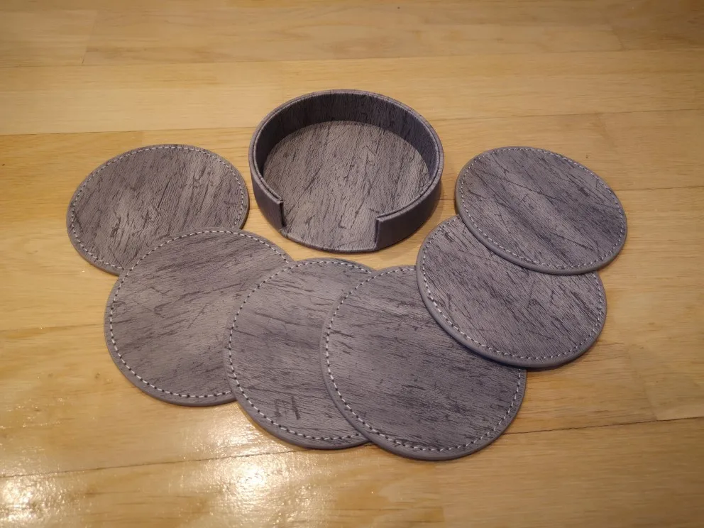 6 Wood Grain Leather Coasters Placemats Tea and Coffee Cups Cushions Home Bar Counter Insulated Rack Non Stick photo review