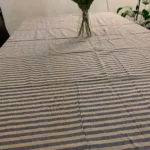 Chic Cotton Linen Stripe Tablecloth with Tassels for Dining Elegance photo review